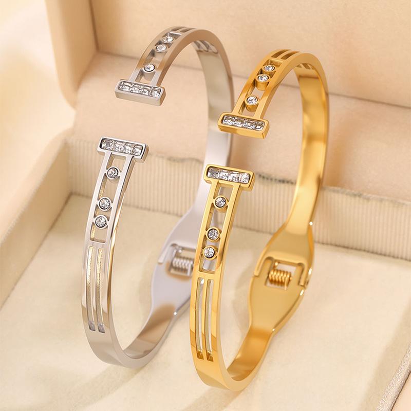 European and American Versatile Light Luxury T-shaped Sliding Opening Bracelet