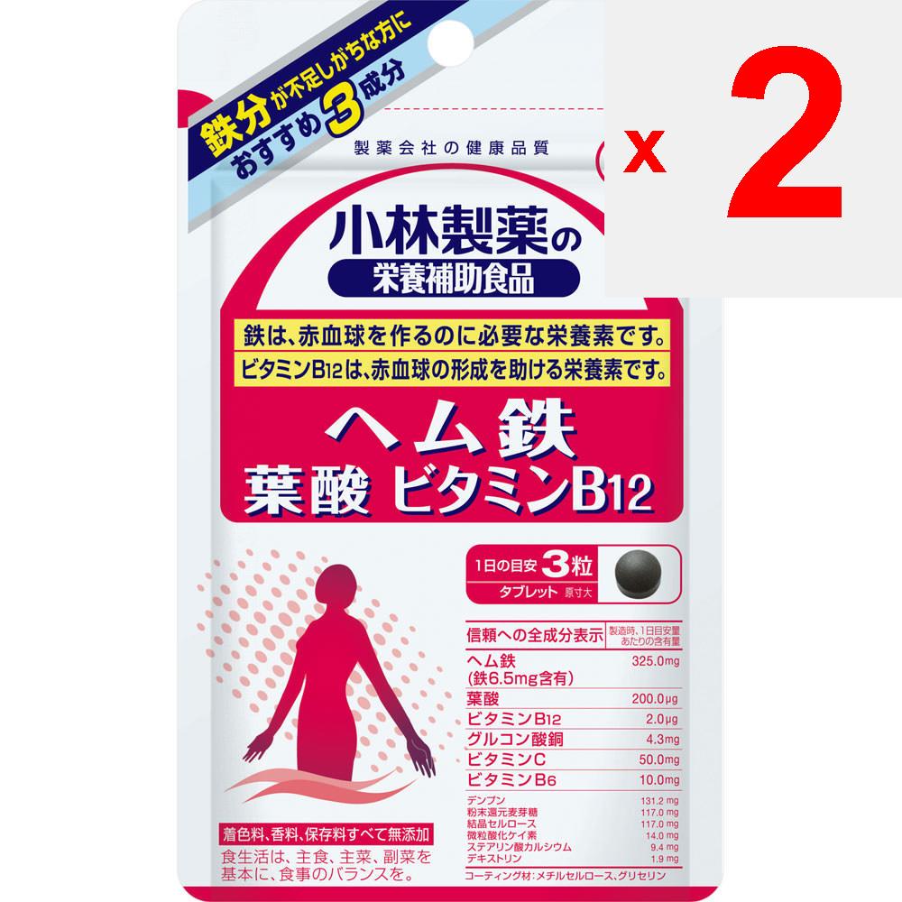 KOBAYASHI Pharmaceutical Kobayashi Pharmaceutical Пищевые добавки Пищевая добавка Гем Железо Фолиевая кислота Витамин B12 90 капсул Препарат железа