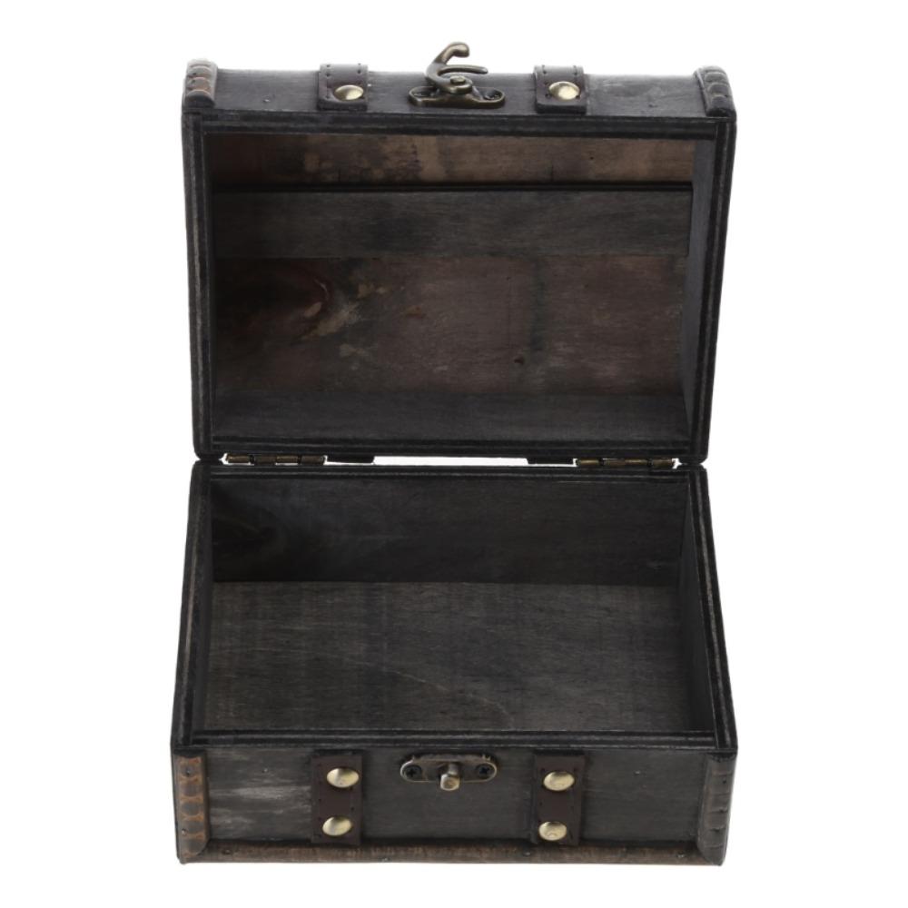 Wooden Retro Treasure Chest With Buckle Lock Storage Box Storage Case Jewelry Organizer Box Props