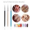 YIKOOLIN 3Pcs French Stripe Nail Art Ultra-thin Painting Brush Set 3D Tips Line DIY Drawing Pen UV Gel Brushes Manicure Tool