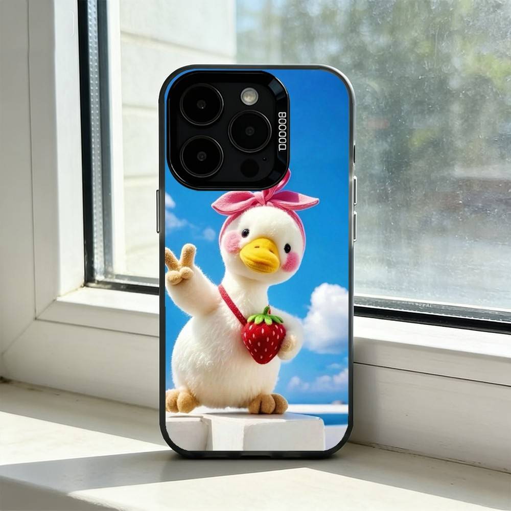 Милый Мультяшный D-Утенок Чехол для Телефона Для iPhone 17,16,15,14,13,12,11 Plus,Pro Max,XS,Красочный Серебристый Чехол для Телефона Funda Cover
