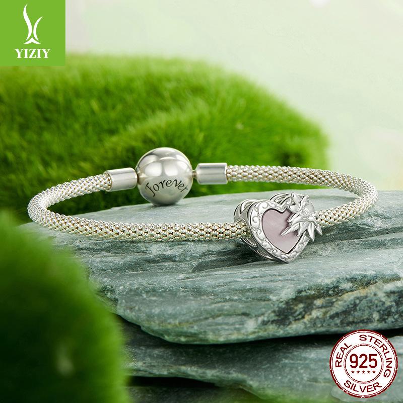 925 Silver Heart Flower Elf Beaded Cross-Border Diy Bracelet Accessories S925 Sterling Silver Jewelry Accessories