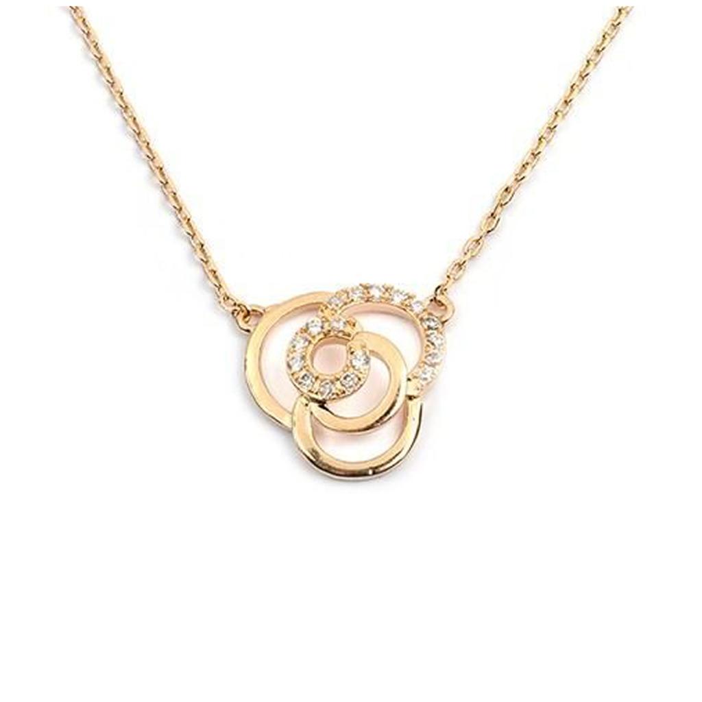 Les Trésors De Lily [M8874] - Gold Plated Necklace 'Rosa Romantica' White Gold - 14 Mm