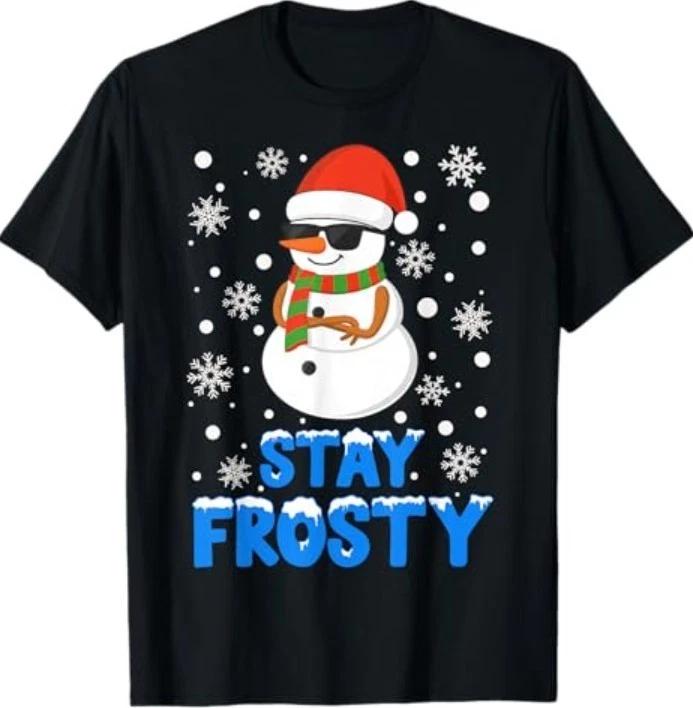 Christmas Tee Funny Frosty Xmas Cool Snowman Women Men 100% Cotton T-shirt Mens Tees Top