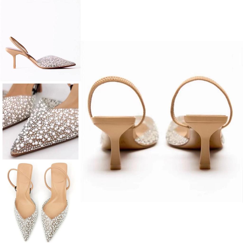 Heeled Sandals With Pearl Embellishments For Summer Wear