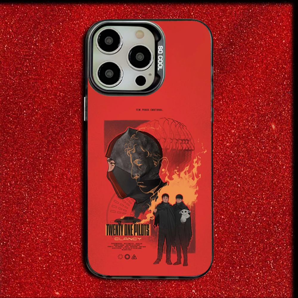 Крутой чехол для телефона Twenty One P-Pilots для iPhone 16,15,14,13,12,11,Mini,Pro,MAX, Матовый, Ударопрочный, Мягкий, Черный