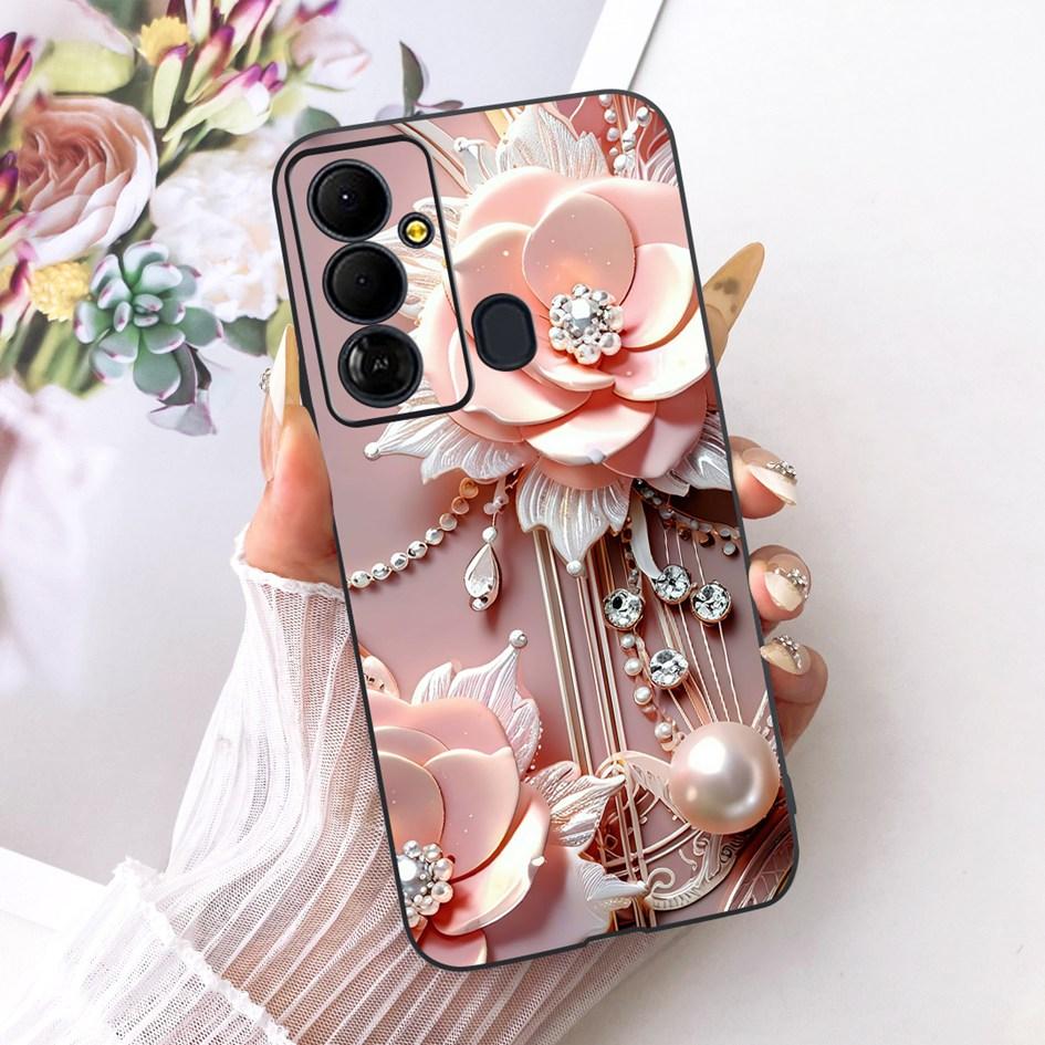 Case For Tecno Pop 6 Go Cover BE6j Popular Flowers Soft Black Silicone Shockproof Fundas For Tecno Pop 6 BE7 Pop6 Pro BE8 Bumper
