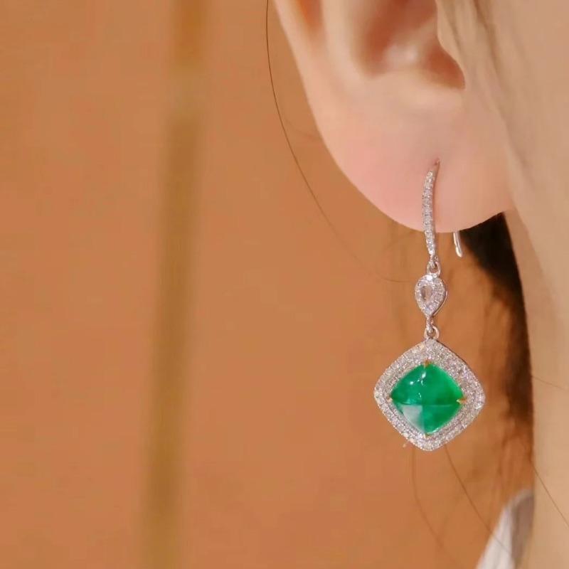 Роскошный женский набор ярких квадратных серег с серьгами с зеленым камнем, цирконом по всему кругу, элегантные ювелирные изделия для помолвки высокого класса