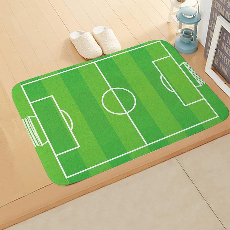VIKAMA Football Pitch Doormat Stain-Resistant & Non-Slip Entrance Hallway Mat Bedroom Entrance Rug Bedside Carpet Home Decor