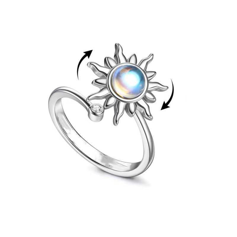 Кольцо с вращающейся бусиной Micro-motion Женское креативное кольцо Антистрессовое тревожное женское украшение для рук