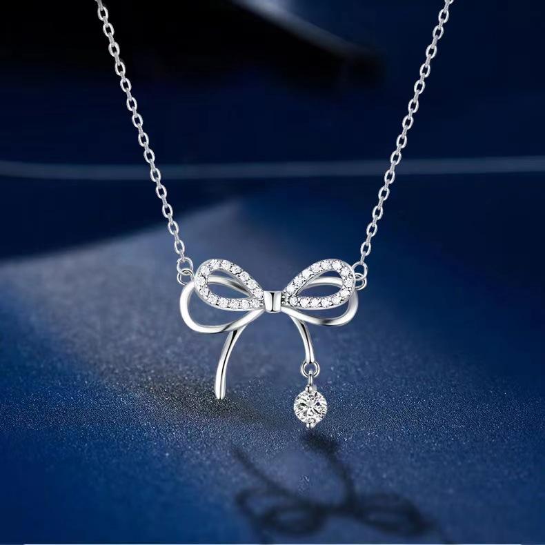 925 Sterling Silver Moon Necklace Pendant Zircon For Women Fashion Exquisite Student Girlfriend Jewelry Accessories Heart GiftGood product