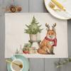 Christmas Placemat Convenient Durable Stylish Clear Printing Linen Table Mat for Festive Home Decoration