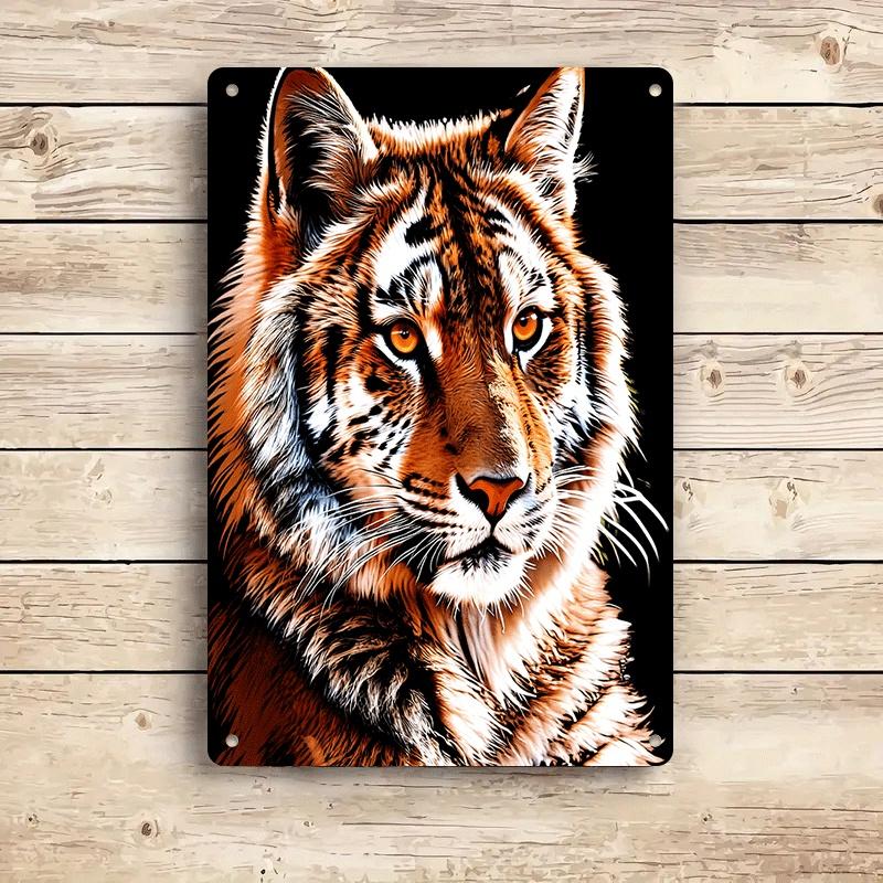 1 piece of tiger head tinplate hanging plaque, modern animal artist home/office decoration, metal craft pendant, wildlife lover