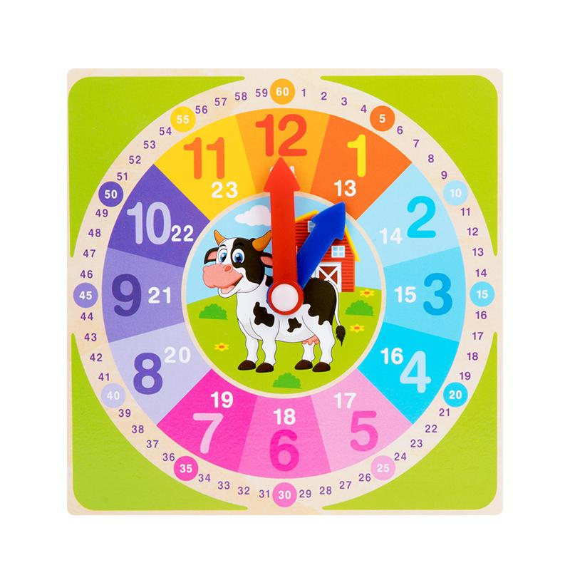 Children Montessori Wooden Clock Toys Hour Minute Second Cognition Colorful Clocks Toys For Kids Early Preschool Teaching Aids