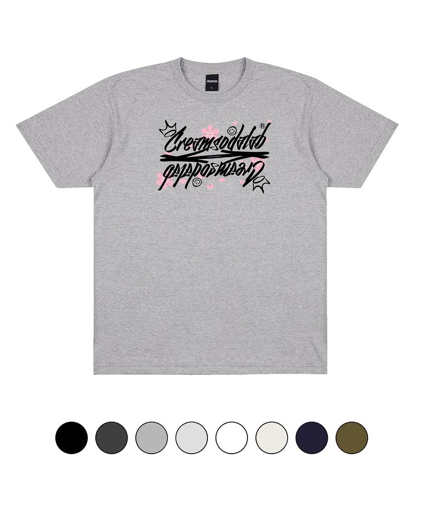 CREAM SODA LAB Crsdel Logo Happiness Spring Short Sleeve T-Shirt (Type A)