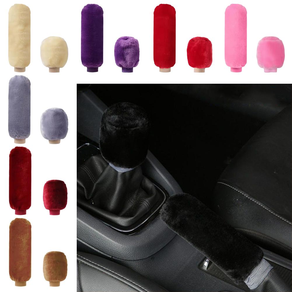 2 Pieces Of Car Plush Handbrake Cover Shift Knob Cover Cover Handbrake Car Warm Handbrake Winter And Plush And Cover Soft A L1B6