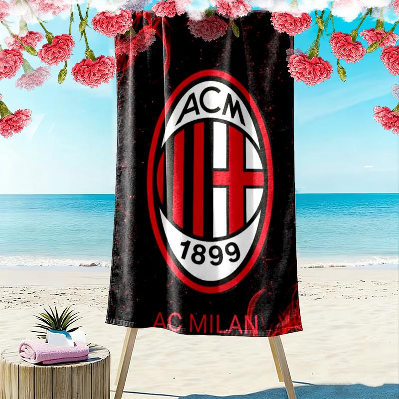 Пляжное полотенце с принтом AC Milan, Большое, Мягкое, Быстросохнущее, для Пляжа, Кемпинга, Плавания