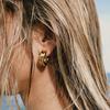 Yori Double Color Stainless Steel Metal Wave C-shaped Stud Earrings for Women Waterproof PVD Gold Plated Jewelry Gift