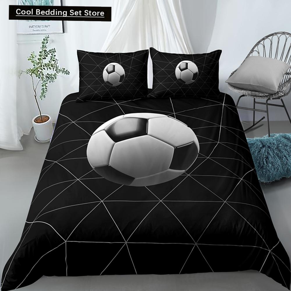 Футбольный Постельный Комплект С Принтом Наволочка Пододеяльник Футбольные Пододеяльники Домашний Текстиль Размер Квин Кинг Спортивная Тематика Пододеяльник