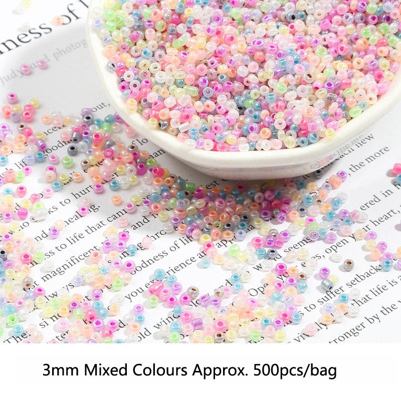 2 3 4mm Glass Filled Silver Mixed Color Rice Beads Handmade Diy Ring Earrings Bracelet Tassel Loose Beads Jewelry Materials Beads for Jewelry Making