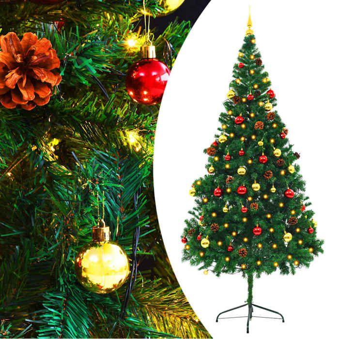 VidaXL Pre-lit Artificial Christmas Tree with Balls, Christmas Tree with LEDs, Holiday Decoration, Party Ornament 321501