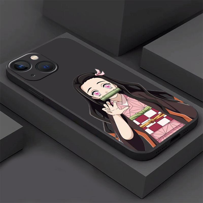 Чехол для Apple iPhone 14 13 11 12 Pro 7 XR X XS Max 8 Plus 6 6S SE 2022 13Pro черный мягкий телефон Funda аниме Demon Slayer