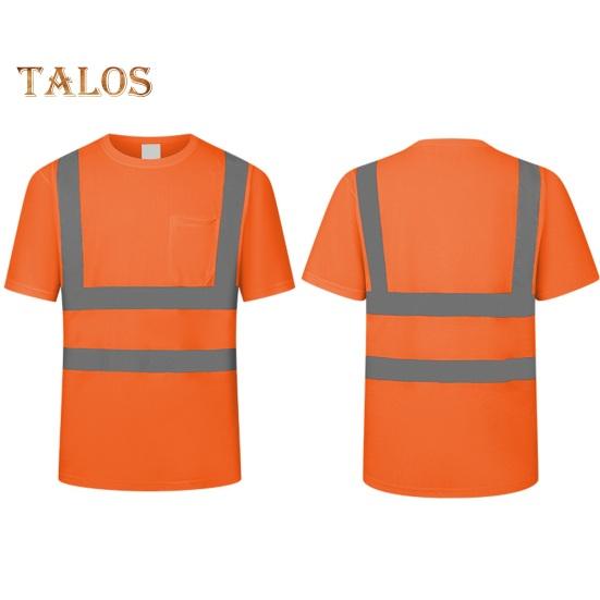 Мужская светоотражающая одежда с коротким рукавом и круглым вырезом, светоотражающая футболка с сетчатыми вставками, промышленная рабочая одежда