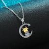 S925 Silver Star Moon Taurus Necklace Guochao Electric Color Separation Cute Moon Calf Pendant Star Moon Collarbone Chain
