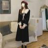Women's Red French Hepburn-Style Slim Waist Long Sleeve Dress for Fall & Winter