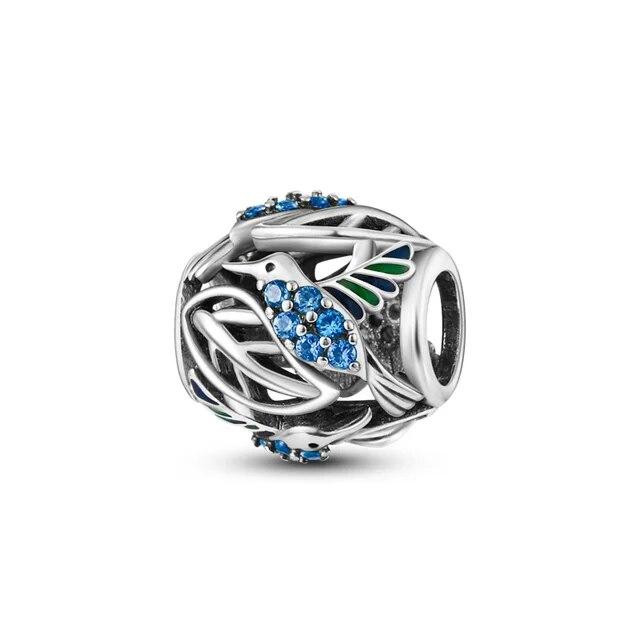 Стерлингового серебра 925 пробы, зеленая бабочка, цветок, стрекоза, подходит Pandora, оригинальные эмалированные подвески Pulsera, подвески, сделай сам, подарки для изготовления ювелирных изделий