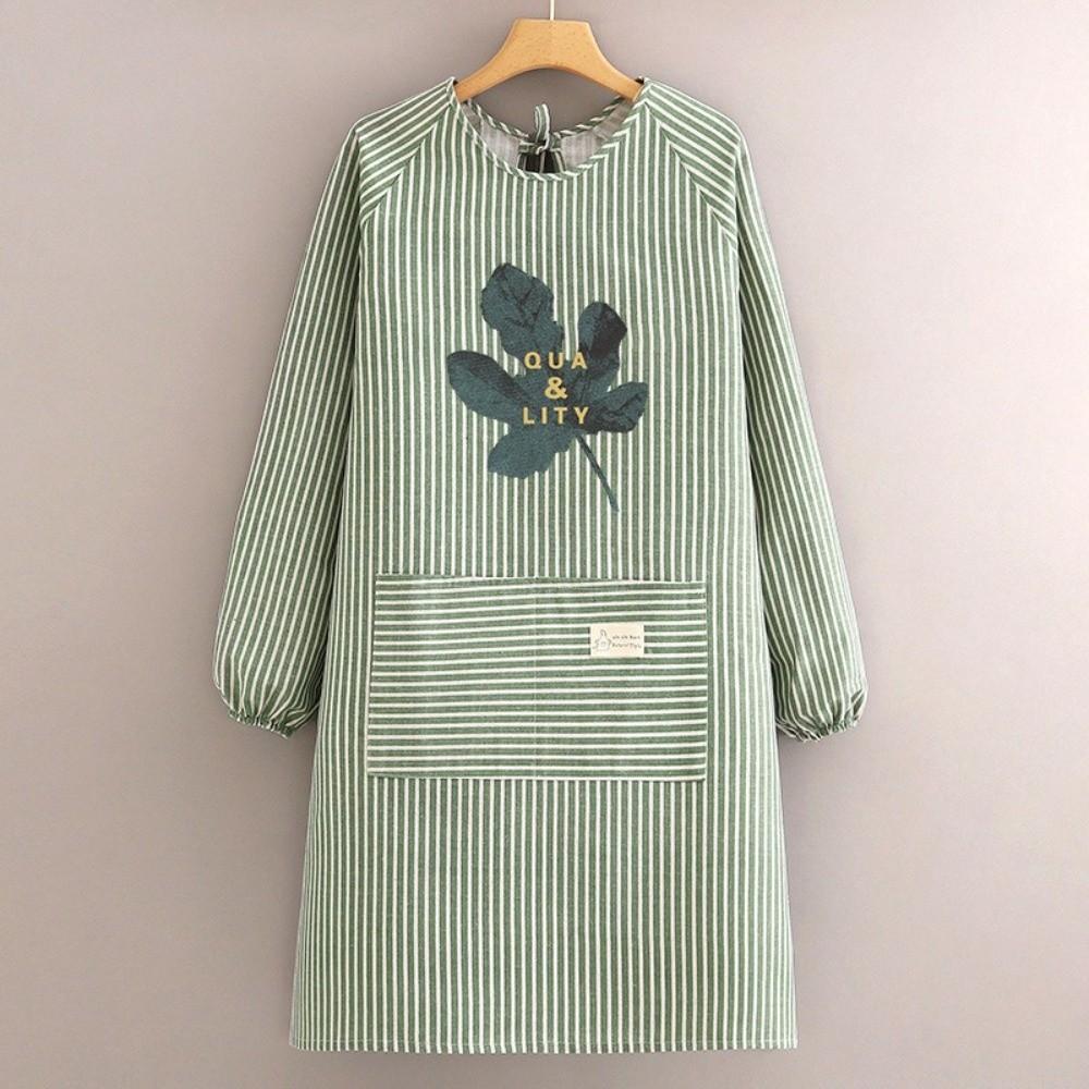 Хлопково-льняной кухонный фартук-халат, дышащий, прочная рабочая одежда, женский