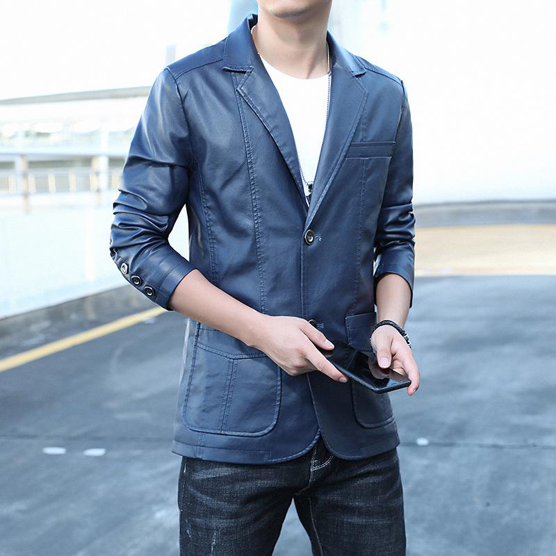 Кожаная куртка мужская в корейском стиле, модная, приталенная, деловая, мужская куртка на осень и зиму, мотоциклетная кожаная куртка, мужская одежда
