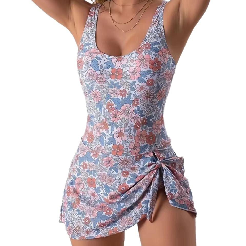 Bikini women's skirt sexy slim digital printing split swimsuit bikini European and American swimsuit