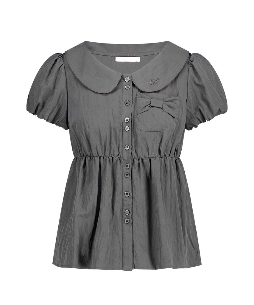 ILLIGO Forming Ribbon Puff Blouse Charcoal
