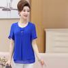 Летняя рубашка среднего возраста, женский топ, большая летняя женская свободная футболка среднего возраста, шифоновая рубашка с короткими рукавами