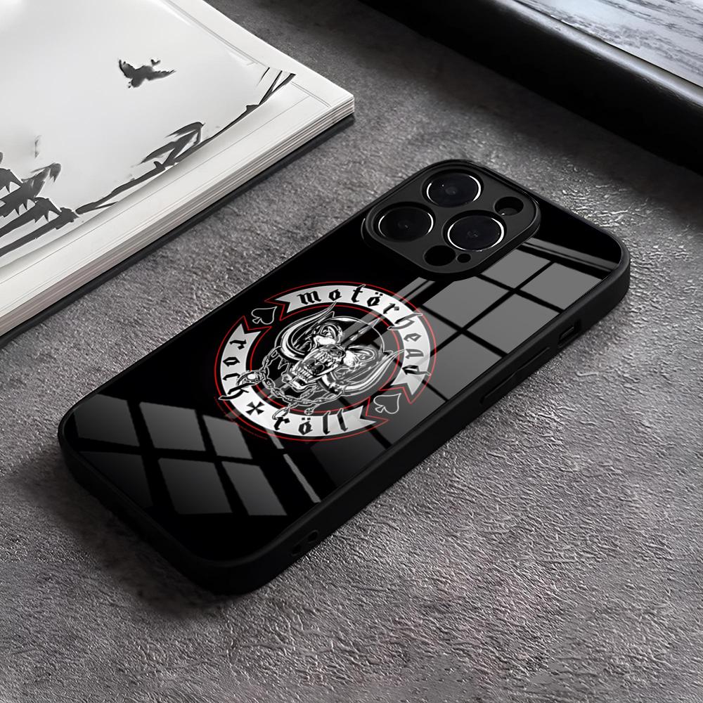 Чехол для телефона M-motorheades Band Для IPhone 17 15 Pro Max 12 16 14 Plus 11 13 Pro X XR XS 7 8 Plus SE Стеклянная крышка