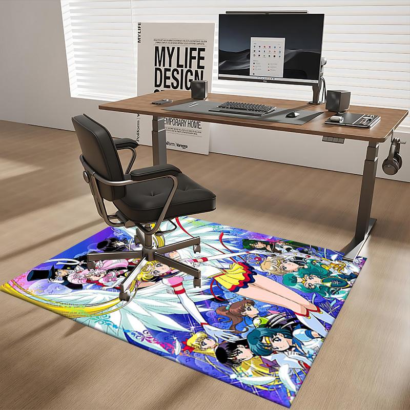 1pc Sailor Moon Anime Chair Mat - Office Desk Rug with Sailor Moon Characters and Wings, Non-Slip Carpet for Home Decor, Suitable for All Seasons, Per