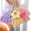 Kids' Winter Cartoon Plush Five-Finger Gloves - Warm, Anti-Freeze, for Boys & Girls, Medium To Large