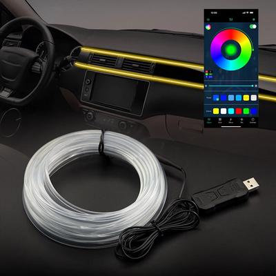 1/2/3/4/5M светодиодная лента RGB для салона автомобиля, окружающий неоновый невидимый свет, USB-оптоволоконная атмосферная лампа, поддержка управления через приложение