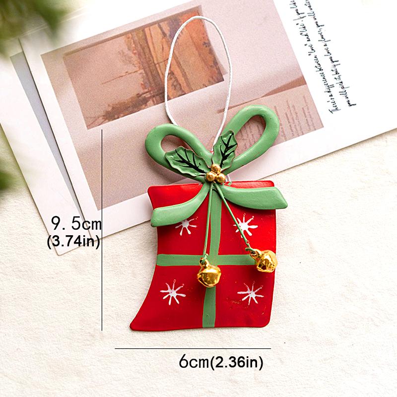 1pc Xmas Ornaments Iron Pendant Star Bell Box Gift Christmas Tree 2023 Hanging New Year