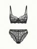 European and American Sexy Lace Floral Bra Set - Sheer Lingerie for Appeal and Interest