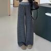 Lazy Style Drawstring Elastic Waist Striped Casual Pants Early Spring New Versatile Floor Trousers
