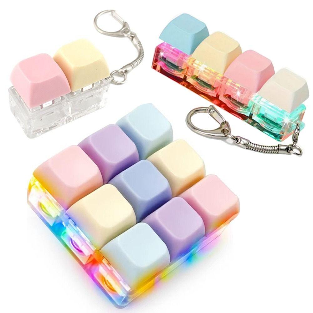 New Diy Keyboard Fidget Keychain Keycap Keys Button Clicker Toy 2/4/9 Keys Relief Stress Finger Keyboard Cap Kids
