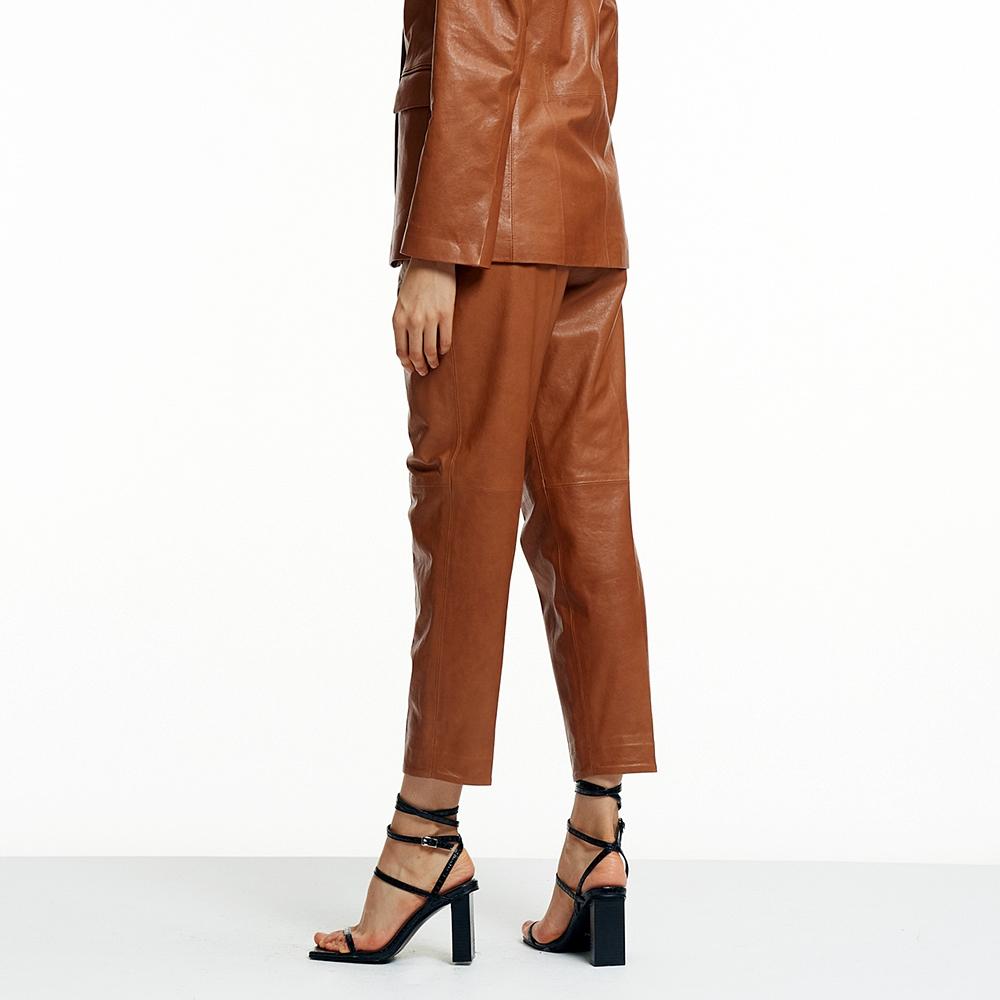 PINBLACK Vagetable Lambskin Baggy Pants Camel