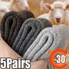 5 Pairs Winter Warm Men’s Socks Wool Male Women Socks Super Thicker Solid Socks Merino Wool Socks Against Cold Snow Terry Socks
