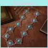 Chinese Knot Metal Waist Accessory With Carved Details And Turquoise For Dress Up