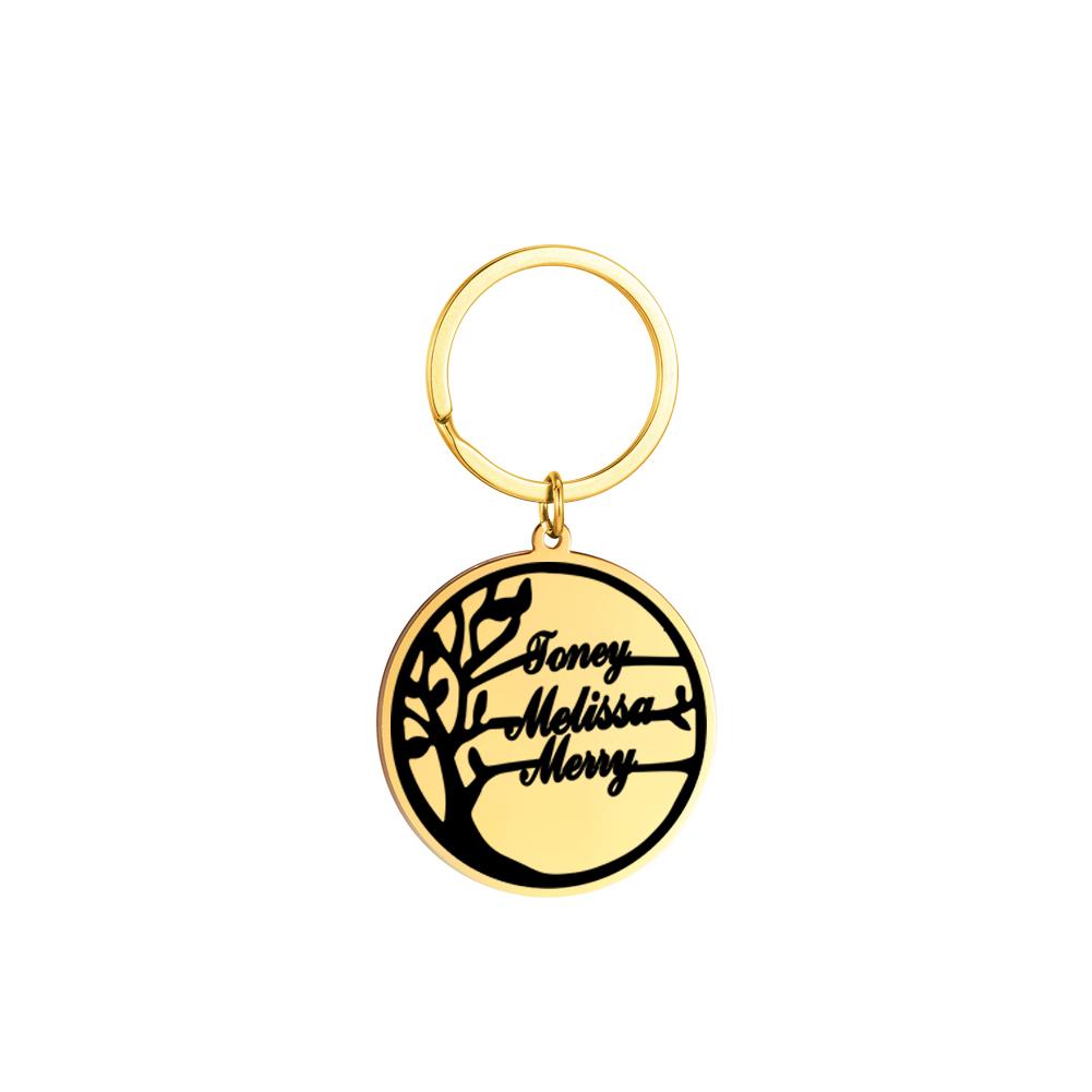 Custom Keychain Personalized Tree of Life Key Chain For Men Stainless Steel Key Ring Jewelry Boyfriend Christmas Gift
