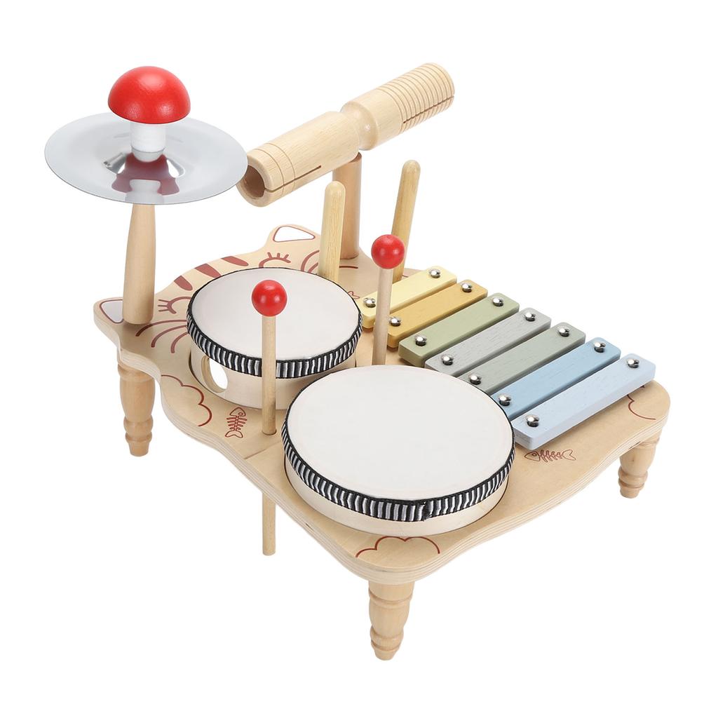 Wooden Musical Drum Set Puzzle Colour Cognition Early Learning Multifunctional Percussion