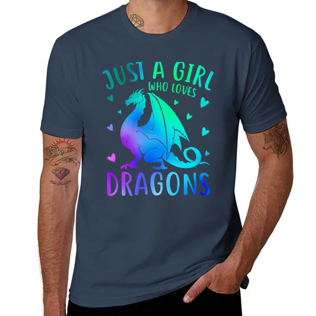 Cute Just A Girl Who Loves Dragons Women and Girls T-Shirt man t shirt luxury T-Shirt
