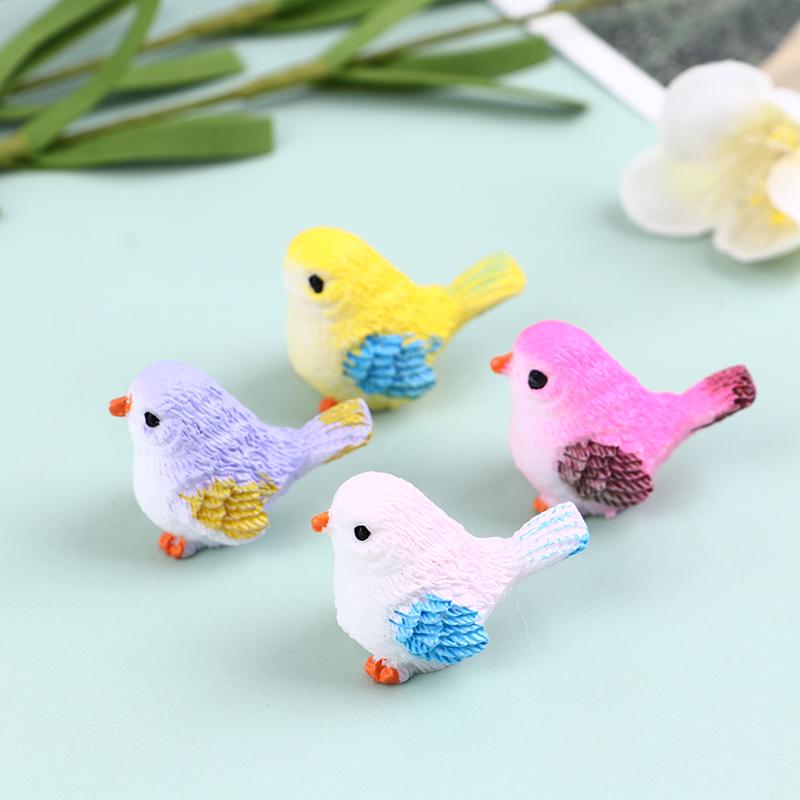 4шт мультфильм красочная летающая птица воробей маленькая статуя миниатюрная фигурка орнамент